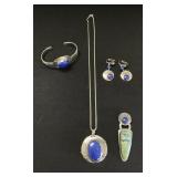 Sterling Silver & Lapis Lazuli Jewelry Set.