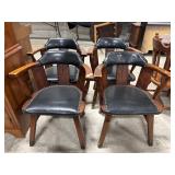 (4) Western-Style Carved Pine Captains Chairs.