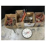 Tools, Ice Tongs, Bits, Saws. Advertising Clock.