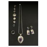 Sterling Silver Amethyst Jewelry Set.