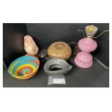 Peruvian Folk Art Gourd, Flower Vessel, Lamps.