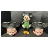 Mickey Mouse Lunch Boxes & Vinyl Toy.