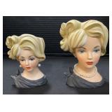 Pair of Lady Head Vases.