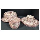 Tara Old World Cranberry Convertible Serving Set.