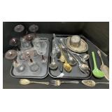 Serving Utensils, Glasses, Silverplated.