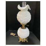 Fenton Style Gone With The Wind Poppy Lamp.