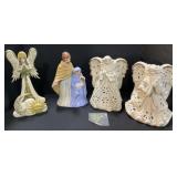 Angel & Nativity Figurines & Napkin Holder.
