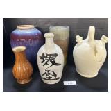 Stoneware Vases, Botijo, Sake Bottle.