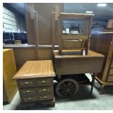 Drop Leaf Tea Cart, Side Table & Pine Magazine