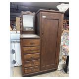 Walnut Chifferobe Wardrobe Dresser.