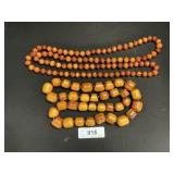 2 Amber Bakelite Beaded Necklaces.