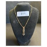 18Kt Gold Red Gemstone Necklace.