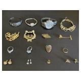 Native American Bangle, Watches, Pins, Rings.