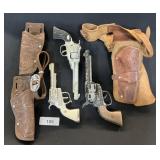 3 Cap Gun Pistols & 2 Holster Belts.
