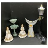 Angel Figurines, Christmas Lamp, Lillian Vernon.