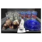 Pepsi Cola Glasses, Cobalt Blue Dishes, Coin