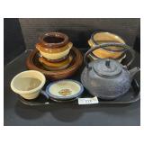 Monroe Salt Works Stoneware, Cast Iron Tea Pot.