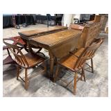 Ornate Pine DropLeaf Dining Table & (4) Chairs.