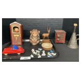 Still Banks, Blown Glass Animals, Thimbles, Oil