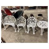 White Cast Steel Grape & Leaf Garden Set.