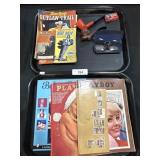 Playboy Magazines, Pipes, Vintage Glasses.