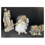 Porcelain Angel Doll, Coal Christmas Set, Jesus.