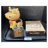 Mooing Cookie Jar, Vintage Alarm Clock.