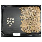 9 90% Silver Roosevelt Dimes, 223 Lincoln Pennies.