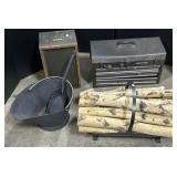 Coal Bucket, Wood Carrier, Toolbox.