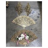Fan & Candle Sconce Wall Plaque Art.