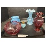 Fenton Art Glass Vases & Bowl.