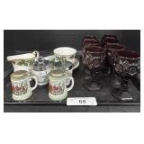 7 Avon Cape Cod Goblets, Mini Beer Steins, Teacup.