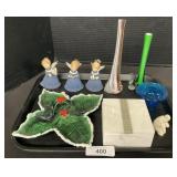 Inarco Christmas Bells, Marble Box, Blown Glass