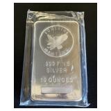 .999 Fine Silver 10 Oz Sunshine Minting Bar.
