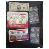 2 U.S. Mint Uncirculated Coin Set, $5 Bill.