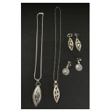 2 Sterling Silver Necklaces & Earrings.