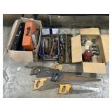 Tools, Saws, Drill, Wrenches, Camp Stove.