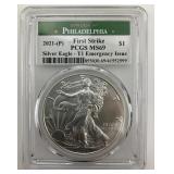 Fine Silver 2021-P American Silver Eagle Coin.