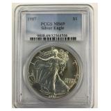 Fine Silver 1987 American Silver Eagle Coin.