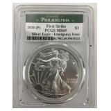 Fine Silver 2020-P American Silver Eagle Coin.
