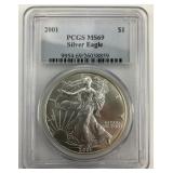 Fine Silver 2001 American Silver Eagle Coin.
