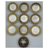 10 .999 Fine Silver 10 Dollar Game Tokens.