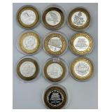 10 .999 Fine Silver 10 Dollar Game Tokens.