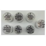 7 90% Silver Barber Half Dollar Coins.