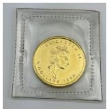 1/10 Oz .9999 Fine Gold 1999 Canada 5 Dollar Coin.