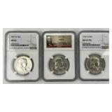90% Silver ï¿½55, ï¿½57, ï¿½60 Franklin Half Dollars.
