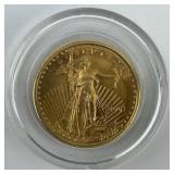 1/10 Oz Fine Gold 2001 American Eagle Coin.