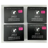 4- .999 United States Mint American Eagles Proofs.