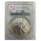 Fine Silver 2008 American Silver Eagle Coin.