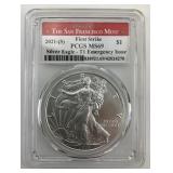 Fine Silver 2021-S American Silver Eagle Coin.